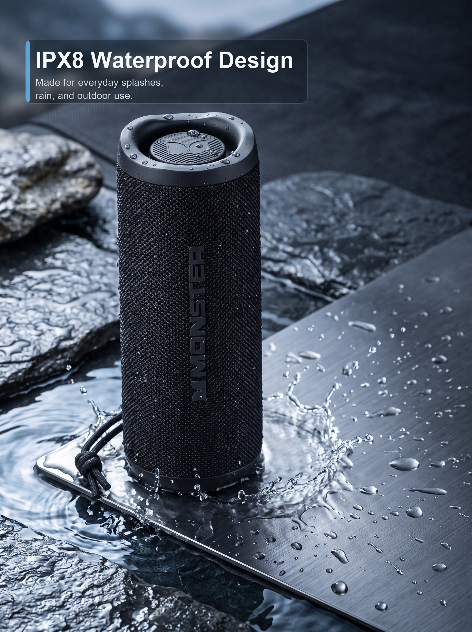 Water droplets around the S620 speaker