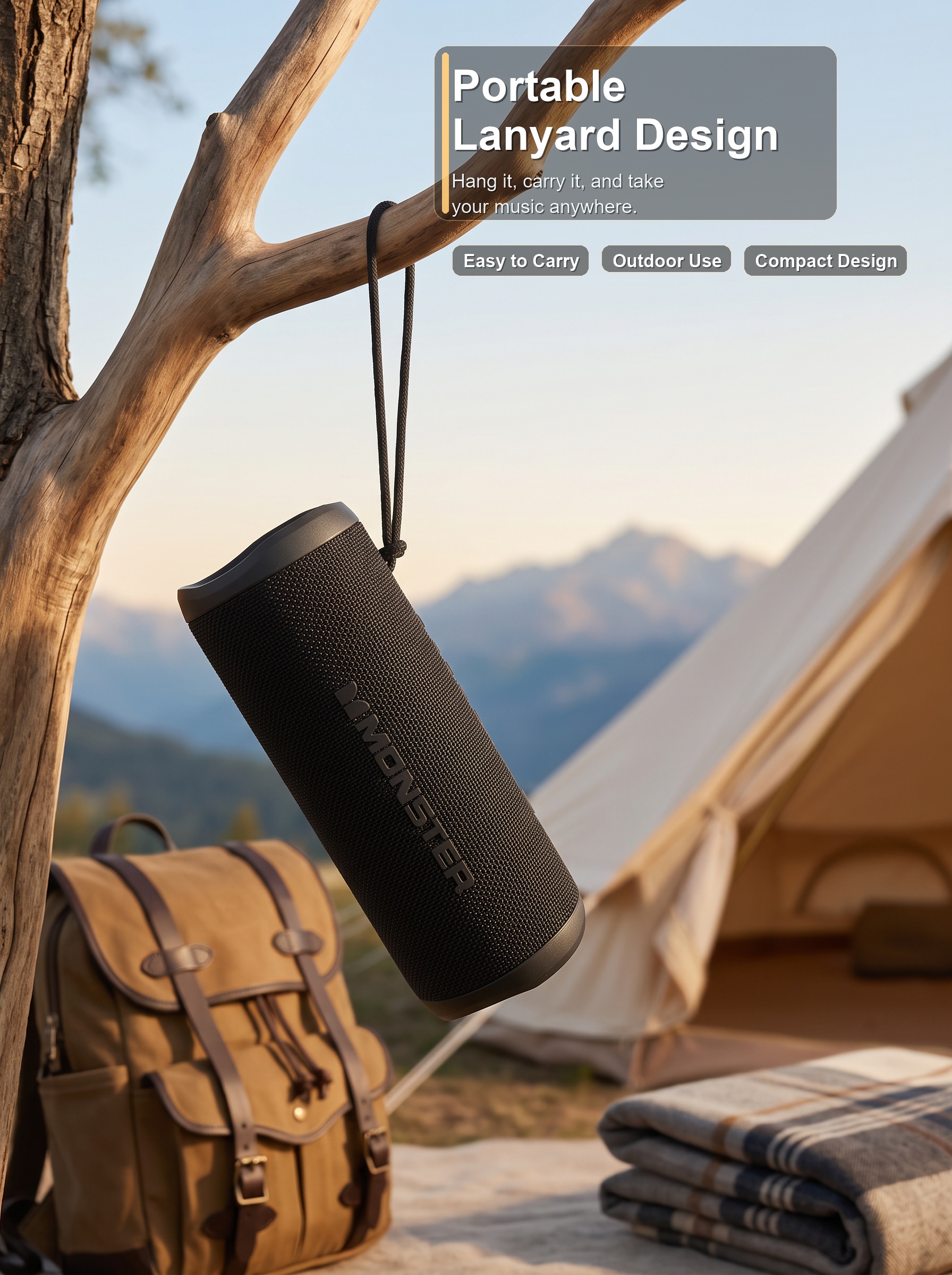 S620 hanging from its portable lanyard at camp